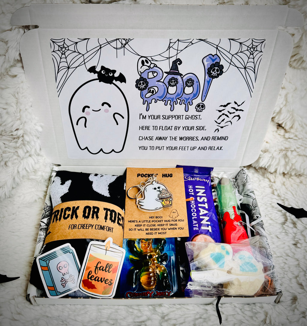 Emotional Support Ghost Pamper Hamper, Cute Halloween Boo Basket